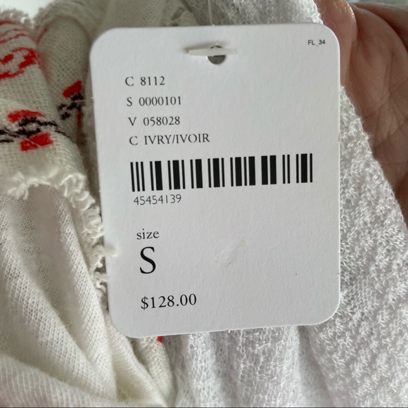 Free People embroidered peasant top tie sleeves - Picture 4 of 4